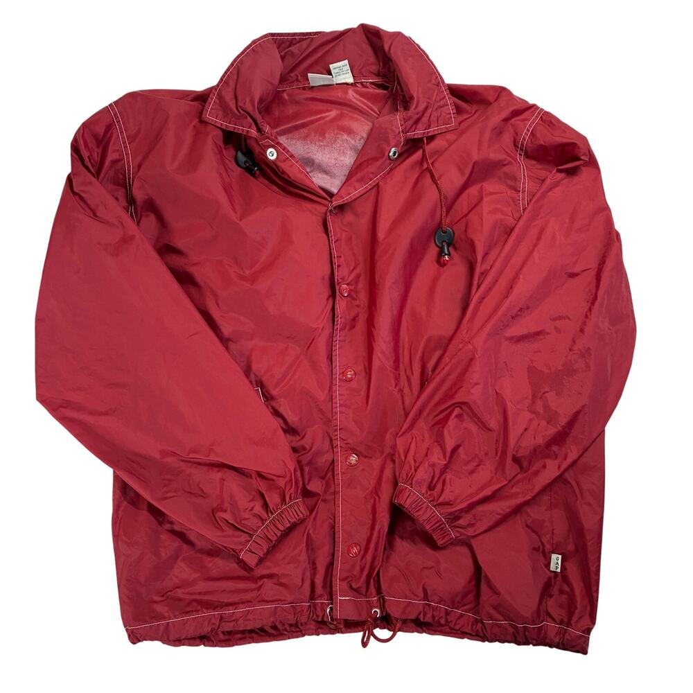 Vintage Gap Windbreaker Jacket Mens Large Red Nylon Snap Button Lightweight Rain